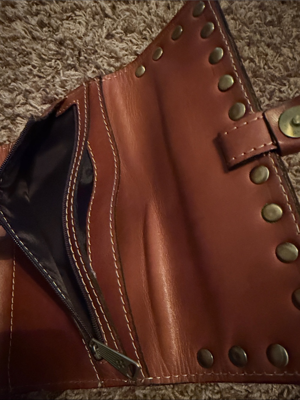 Patricia Nash Multicolor Striped Studded Leather Wallet in Orange, Green & Brown - Picture 6 of 11